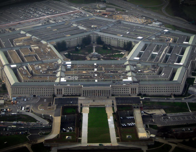 Plano picado de El Pentágono, el edificio de oficinas más grande del mundo