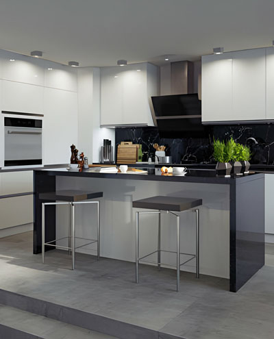 Cocina de cemento revestida de granito