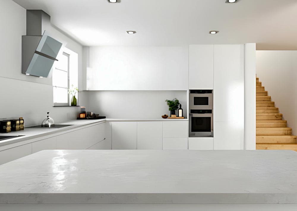 Encimera de cocina de cemento blanco